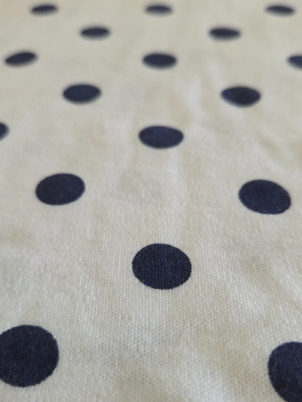 Knit Jersey White & Blue Polka Dot Craft Sewing Fabric 1.7 Yards